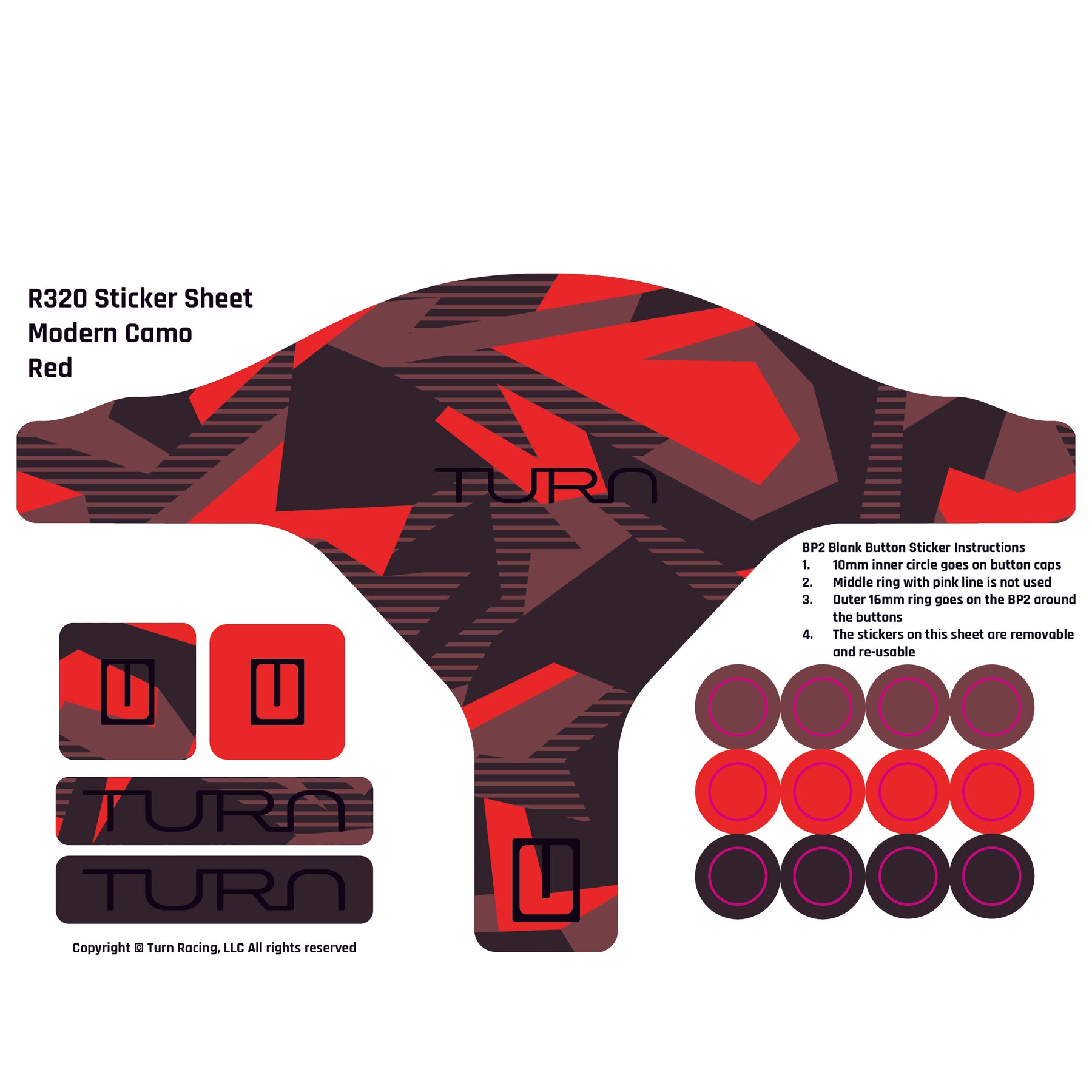 R320 Sticker Sheet - Modern Camo Red
