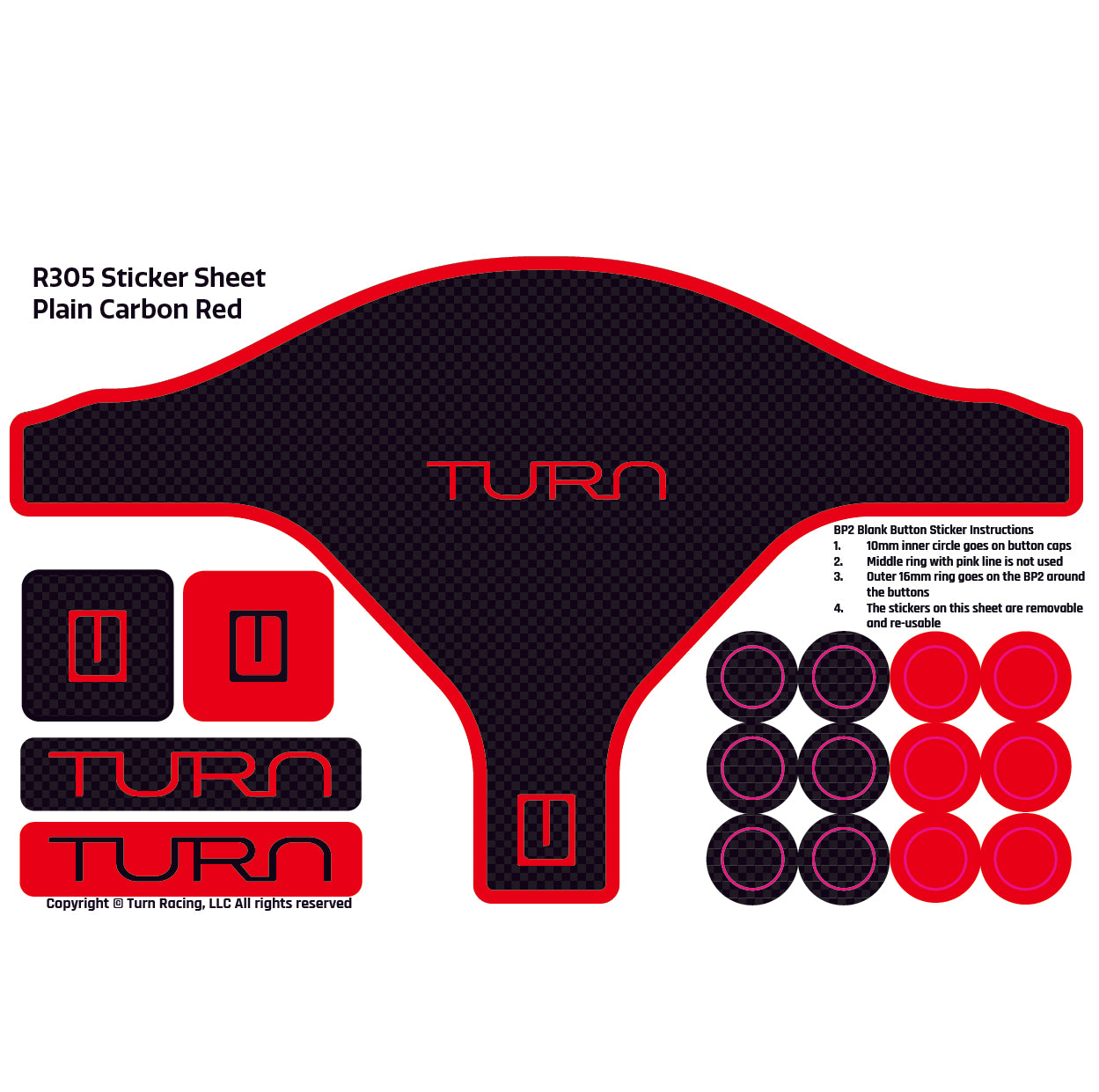 Turn R305 Sticker Sheet Gen2 - Plain Carbon Red
