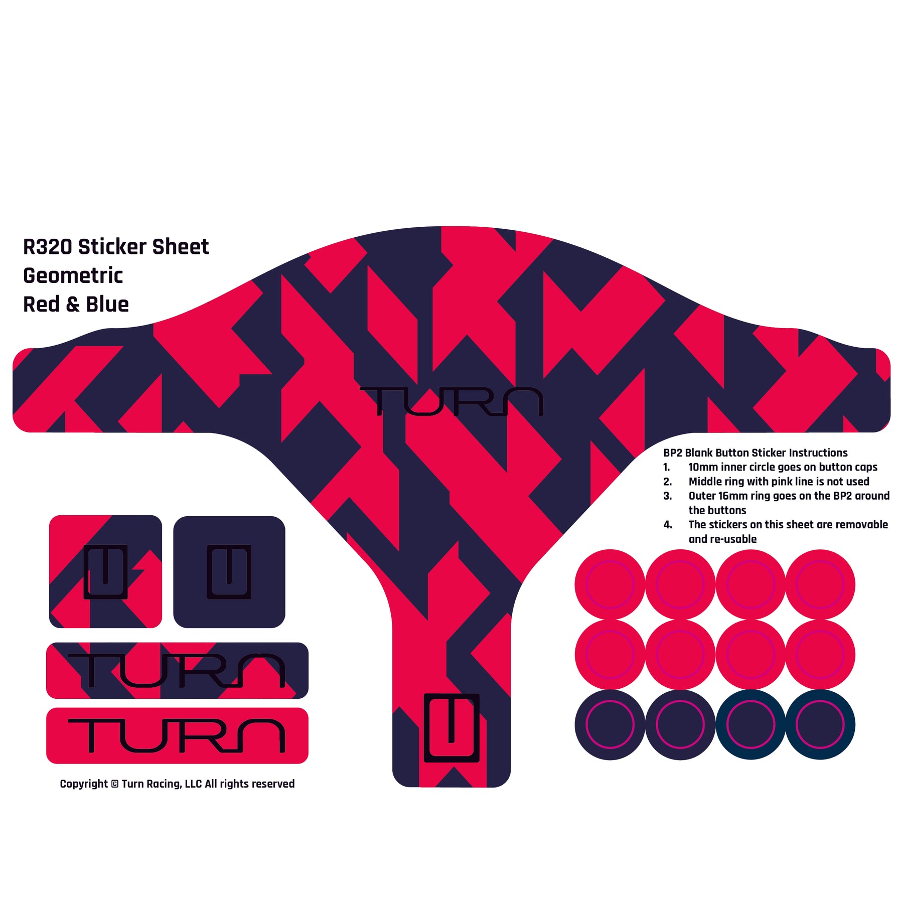 R320 Sticker Sheet Geometric Red Blue