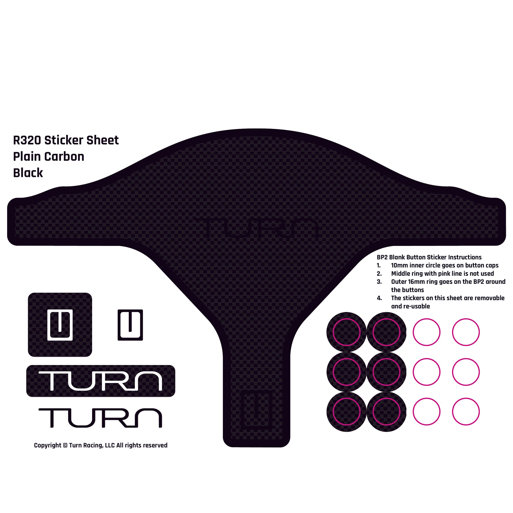 R320 Sticker Sheet - Plain Carbon Black