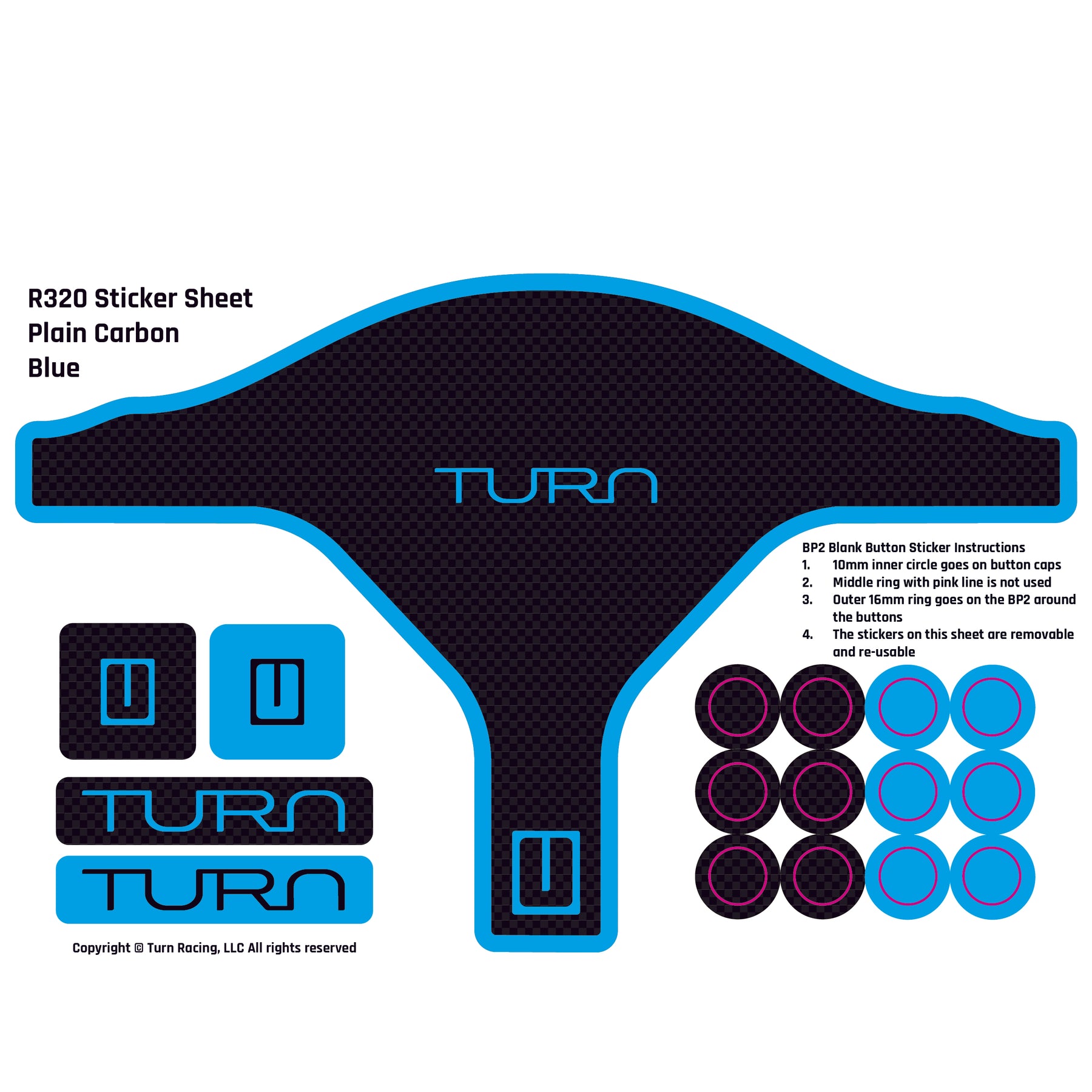R320 Sticker Sheet-Plain Carbon Blue