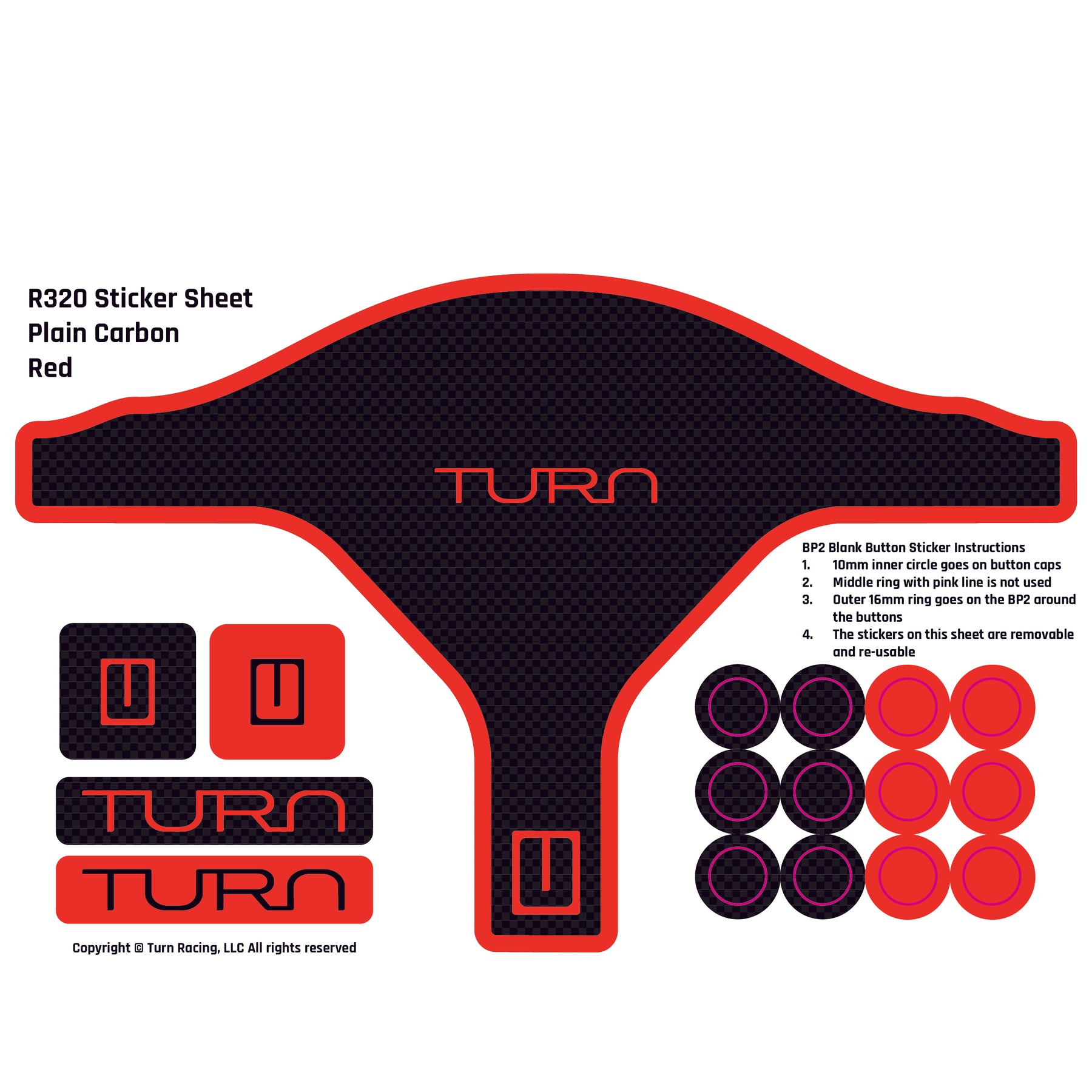 Turn R320S ticker Sheet- Plain Carbon Red