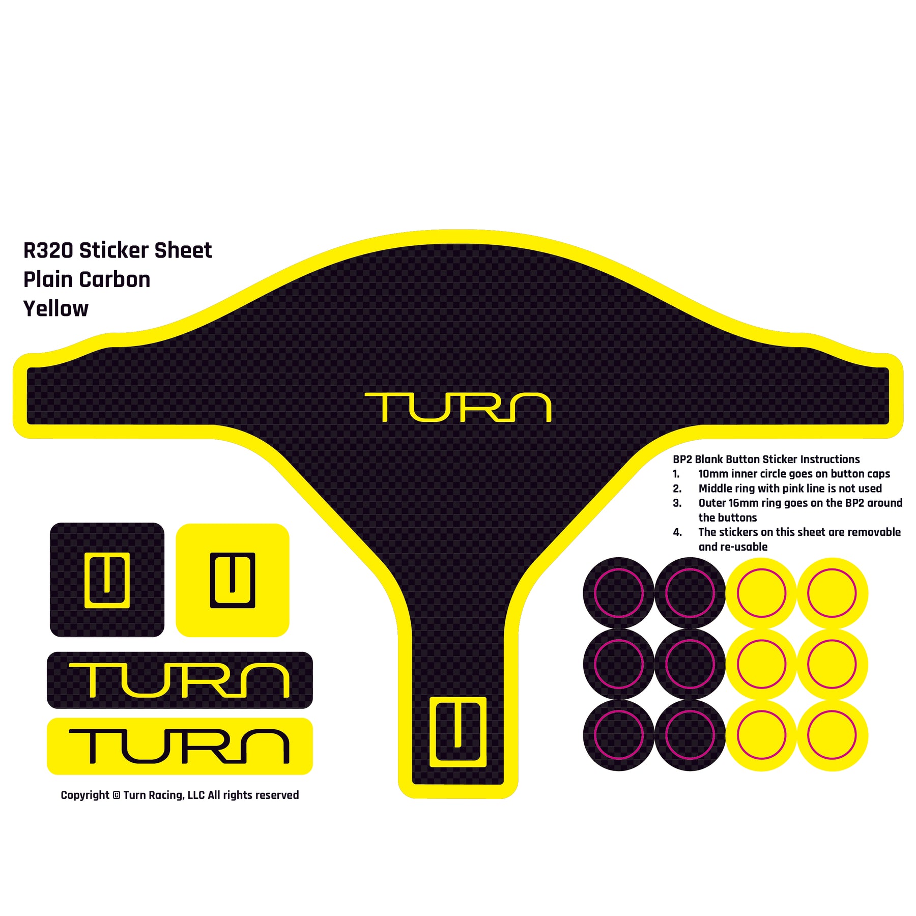 Turn R320 Sticker Sheet - Plain Carbon Yellow