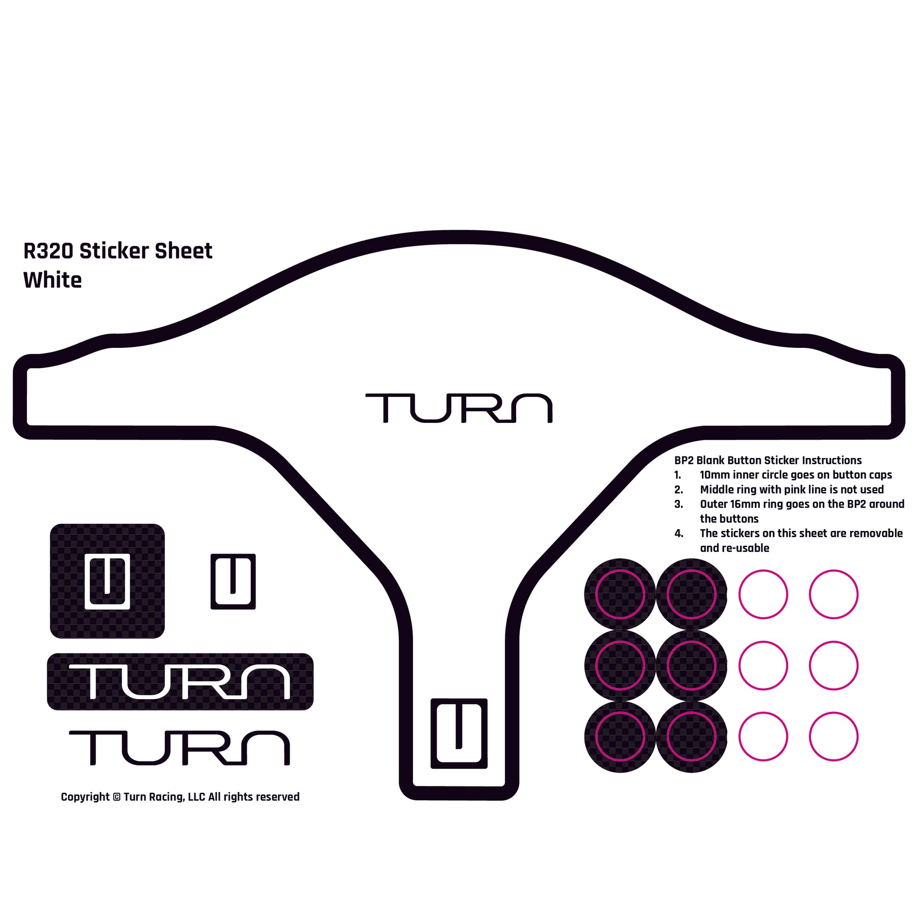 Turn R320 Sticker Sheet - White